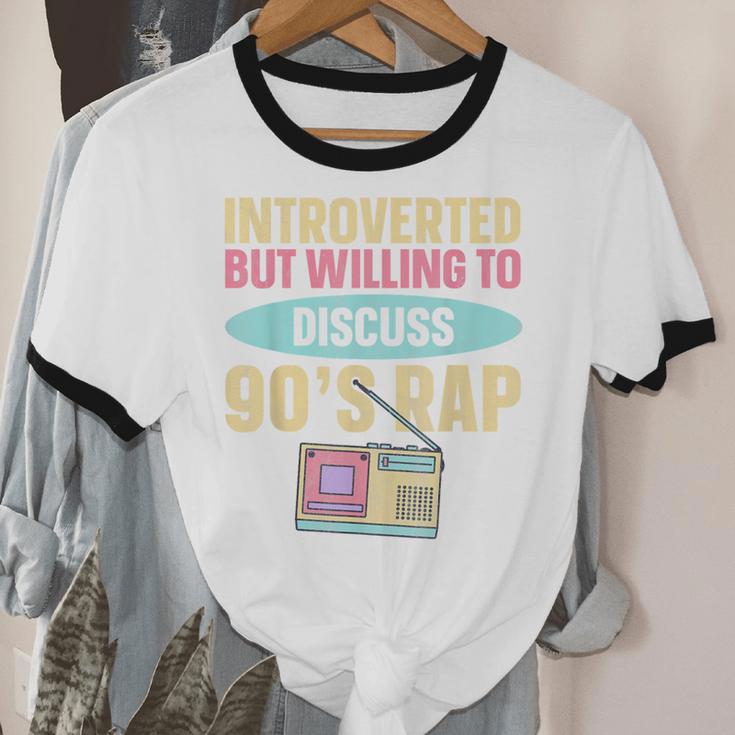 Introverted But Willing To Discuss 90's Rap Unisex Cotton Ringer T-Shirt Introverted But Willing To Discuss 90's Rap Unisex Cotton Ringer T-Shirt