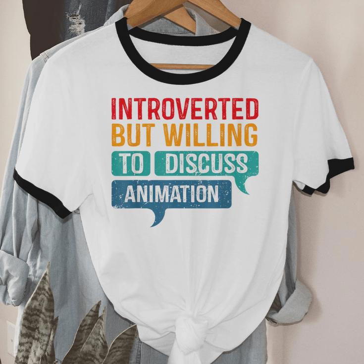 Introverted But Willing To Discuss Animation Unisex Cotton Ringer T-Shirt