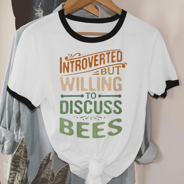 Introverted But Willing To Discuss Bees Animal Meme Unisex Cotton Ringer T-Shirt