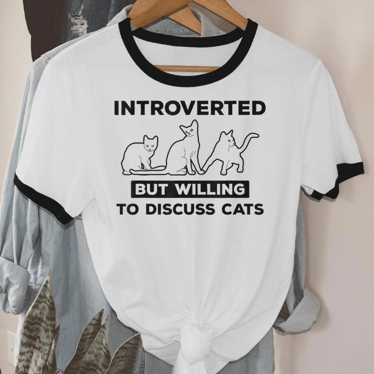 Introverted But Willing To Discuss Cats Introvert Shy Unisex Cotton Ringer T-Shirt Introverted But Willing To Discuss Cats Introvert Shy Unisex Cotton Ringer T-Shirt