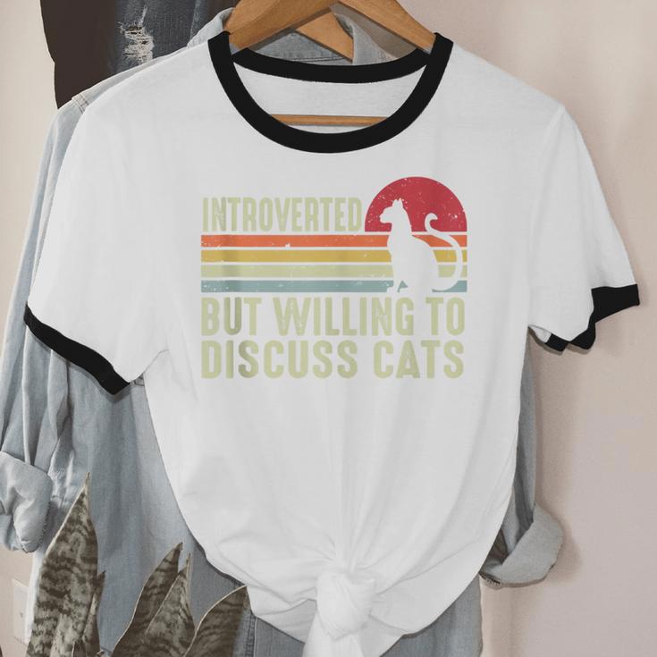 Introverted But Willing To Discuss Cats Kitten Pet Lover Unisex Cotton Ringer T-Shirt Introverted But Willing To Discuss Cats Kitten Pet Lover Unisex Cotton Ringer T-Shirt