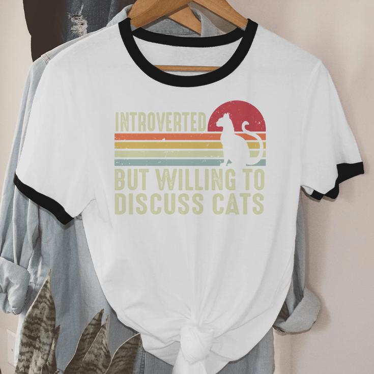 Introverted But Willing To Discuss Cats Kitten Pet Lover Unisex Cotton Ringer T-Shirt Introverted But Willing To Discuss Cats Kitten Pet Lover Unisex Cotton Ringer T-Shirt