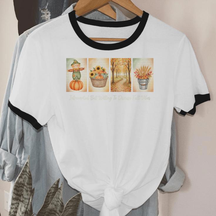 Introverted But Willing To Discuss Fall Vibes Autumn Pumpkin Unisex Cotton Ringer T-Shirt Introverted But Willing To Discuss Fall Vibes Autumn Pumpkin Unisex Cotton Ringer T-Shirt