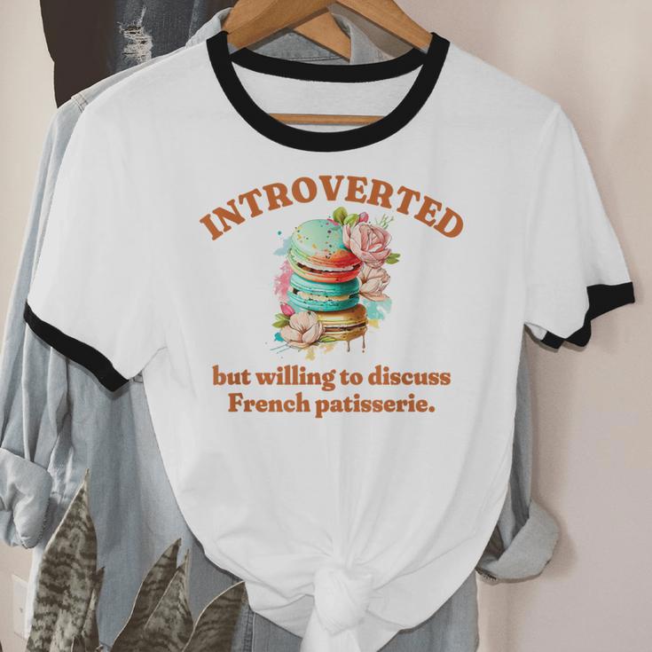 Introvert's Passion For French Patisserie Macarons Unisex Cotton Ringer T-Shirt
