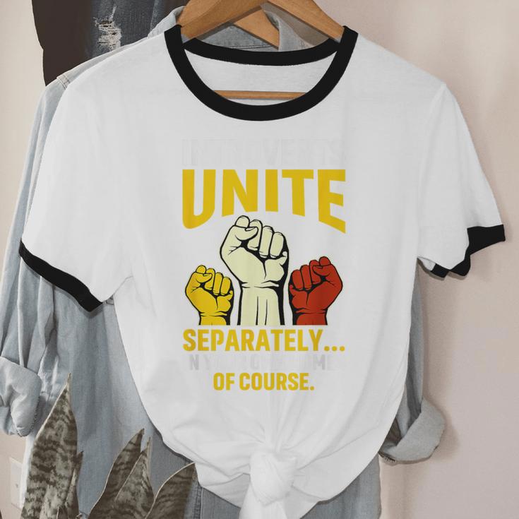 Introverts Unite Introvert Antisocial Anti Social Unisex Cotton Ringer T-Shirt