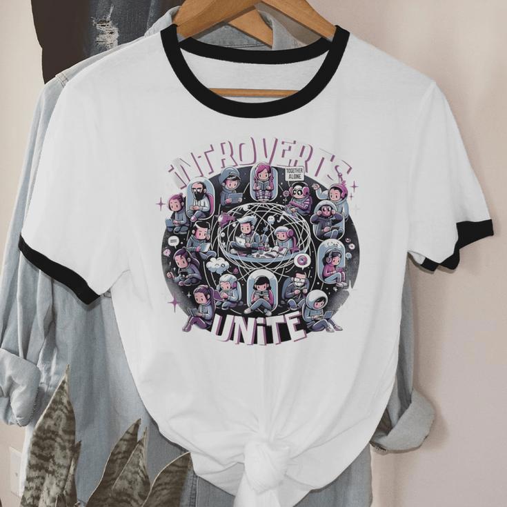 Introverts Unite Quirky Solitude Unisex Cotton Ringer T-Shirt Introverts Unite Quirky Solitude Unisex Cotton Ringer T-Shirt