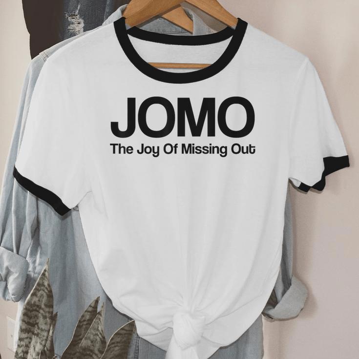JOMO Joy Of Missing Out Fomo Fear Cozy Introvert Joke Unisex Cotton Ringer T-Shirt