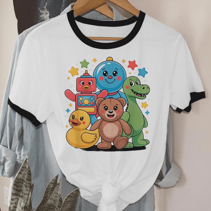 Kidcore Aesthetic Retro Vibes Colorful Cartoon Nostalgia Unisex Cotton Ringer T-Shirt