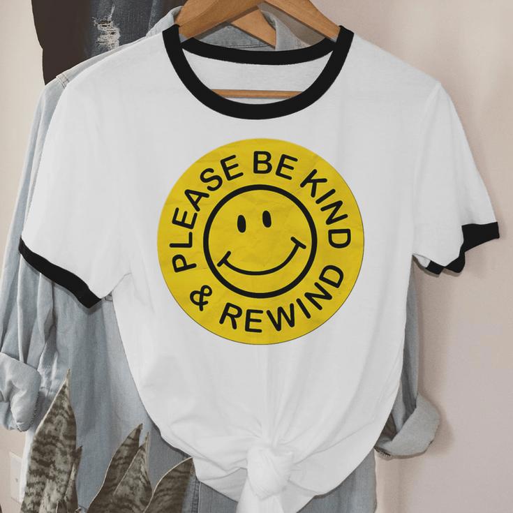 Be Kind Rewind Shirt Retro Nostalgia Sticker 80s 90s Tee Premium Tri-Blend Unisex Cotton Ringer T-Shirt