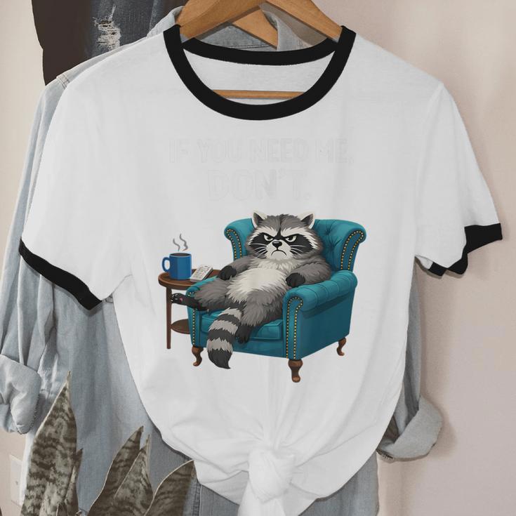 Lazy Raccoon Sarcastic Introvert Humor Japanese Animal Unisex Cotton Ringer T-Shirt