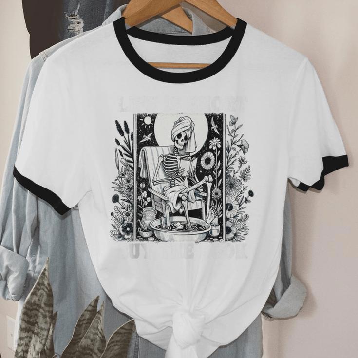 Life Is Short Buy The Book Introvert Skeleton Reading Unisex Cotton Ringer T-Shirt Life Is Short Buy The Book Introvert Skeleton Reading Unisex Cotton Ringer T-Shirt