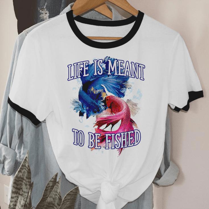 Life Meant To Fished Introvert Sayings Antisocial Quotes Unisex Cotton Ringer T-Shirt