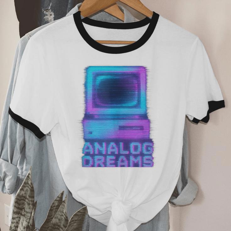 Lofi Reverie Analog Dreams Pixel 90s Desktop VHS Nostalgia Unisex Cotton Ringer T-Shirt