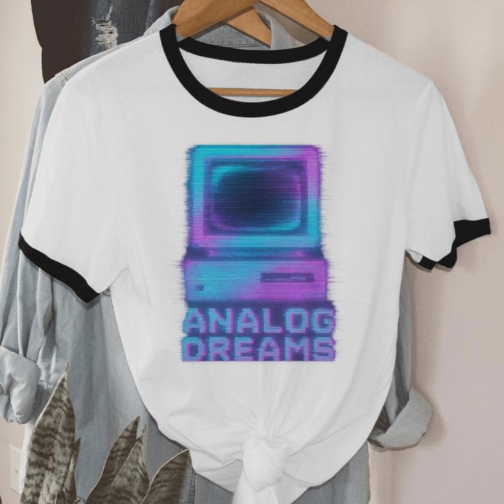 Lofi Reverie Analog Dreams Pixel 90s Desktop VHS Nostalgia Unisex Cotton Ringer T-Shirt