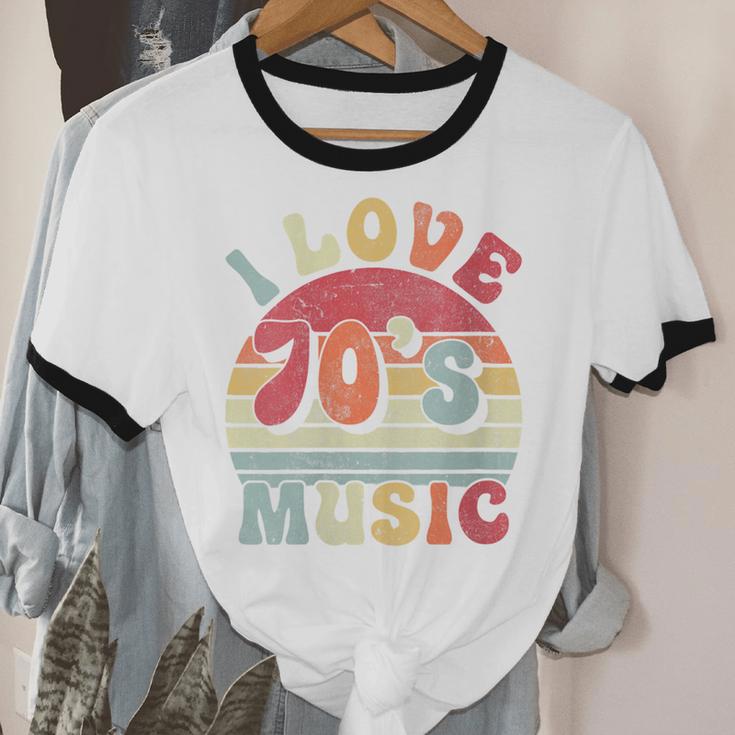 I Love 70's Music Retro Style Nostalgia Cassette 1970s Party Unisex Cotton Ringer T-Shirt