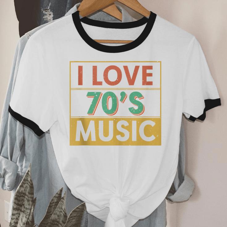 I Love 70's Music Retro Style Nostalgia Vibe 1970 70's Party Unisex Cotton Ringer T-Shirt