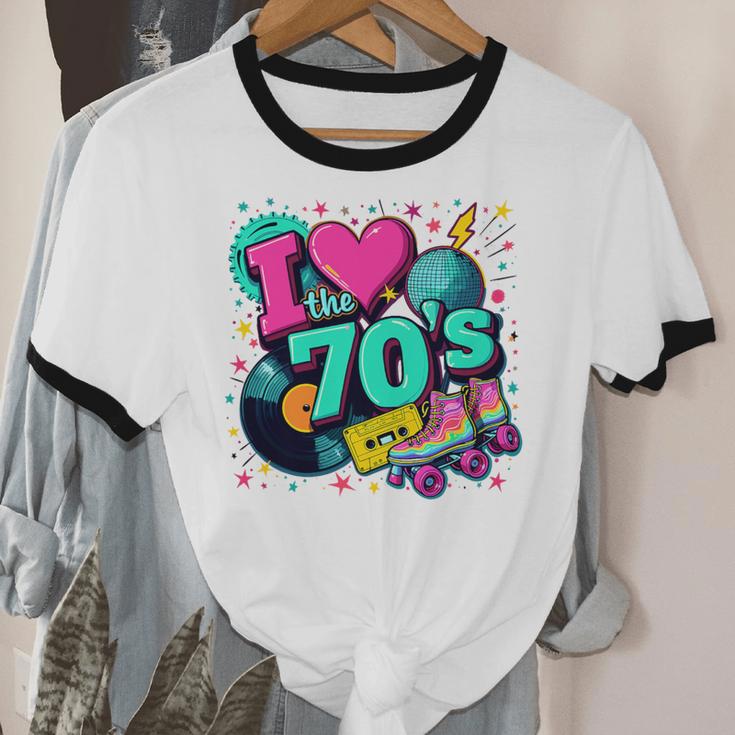 I Love The 70s Retro Cassette Roller Vinyl Disco Nostalgia Premium Tri-Blend Unisex Cotton Ringer T-Shirt