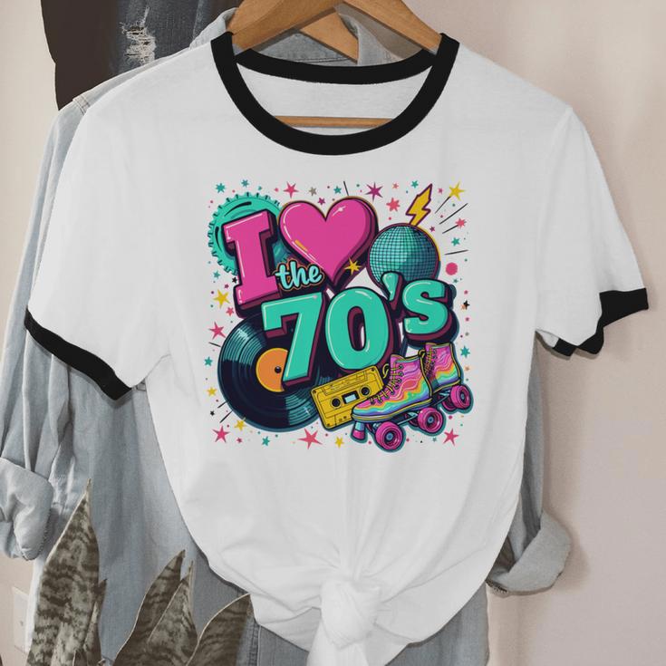 I Love The 70s Retro Cassette Roller Vinyl Disco Nostalgia Unisex Cotton Ringer T-Shirt