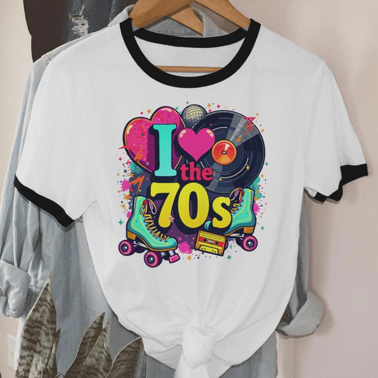 I Love The 70s Vintage Cassette Roller Vinyl Nostalgia 70s Premium Tri-Blend Unisex Cotton Ringer T-Shirt