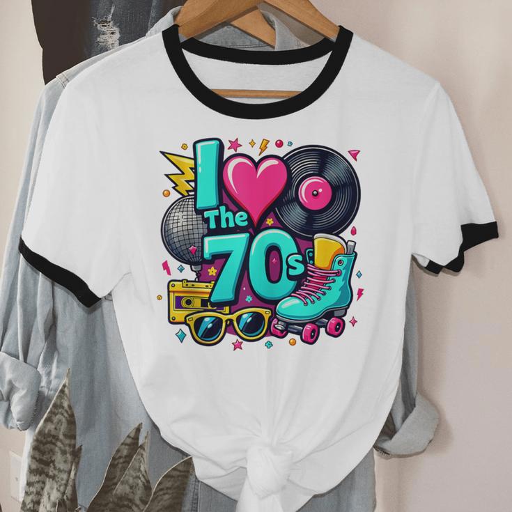 I Love The 70s Vintage Cassette Roller Vinyl Nostalgia 70s Unisex Cotton Ringer T-Shirt