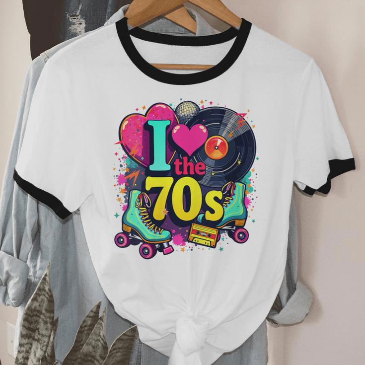 I Love The 70s Vintage Cassette Roller Vinyl Nostalgia 70s Unisex Cotton Ringer T-Shirt