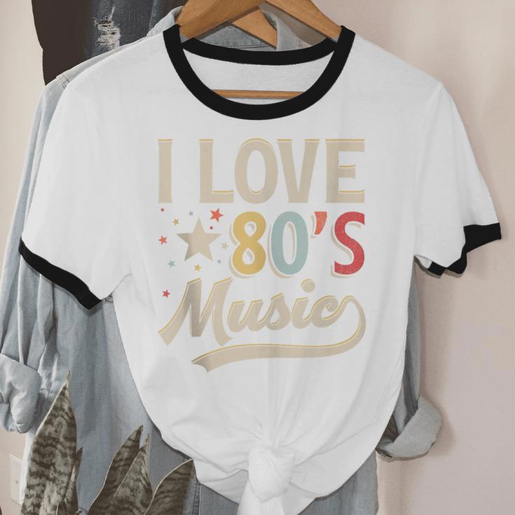I Love 80's Music Retro Style Nostalgia Cassette 1980s Party Unisex Cotton Ringer T-Shirt