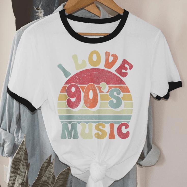 I Love 90's Music Retro Style Nostalgia Cassette 1990s Party Unisex Cotton Ringer T-Shirt