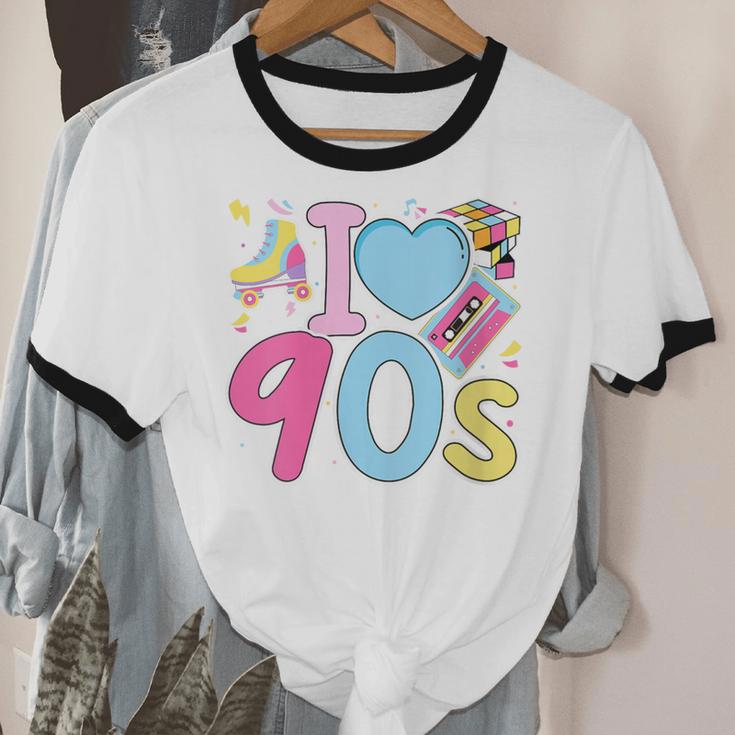 I Love 90's Retro Style Nostalgia Vibe 1990's Party Unisex Cotton Ringer T-Shirt