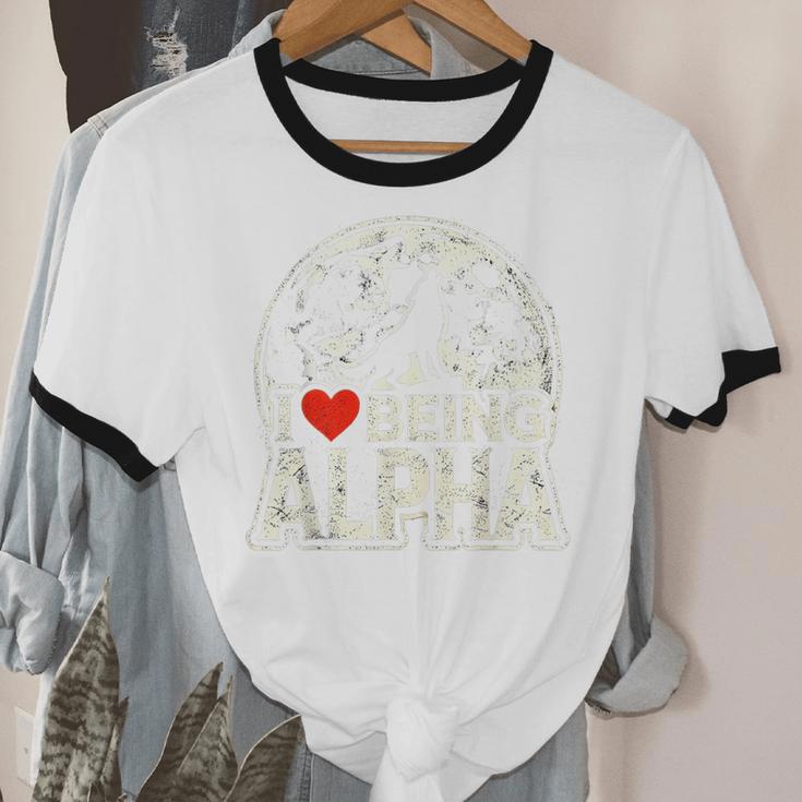 I Love Being Alpha Moonlit Wolf Meme Alpha Introvert Unisex Cotton Ringer T-Shirt