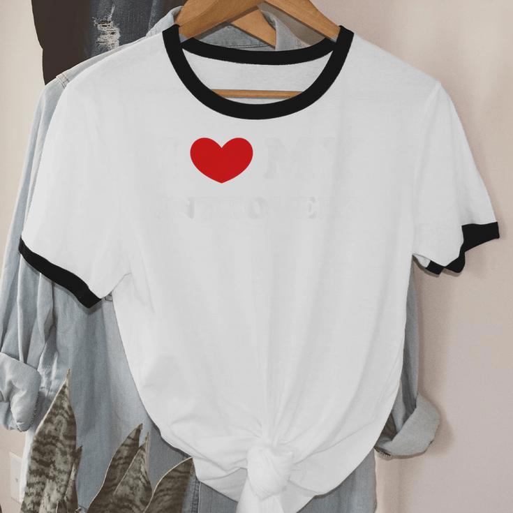I Love My Introvert I Heart My Introvert Unisex Cotton Ringer T-Shirt