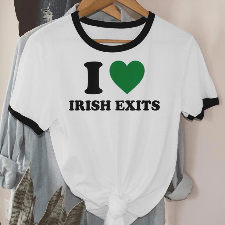I Love Irish Exits St Patrick's Day Introvert Party Unisex Cotton Ringer T-Shirt I Love Irish Exits St Patrick's Day Introvert Party Unisex Cotton Ringer T-Shirt