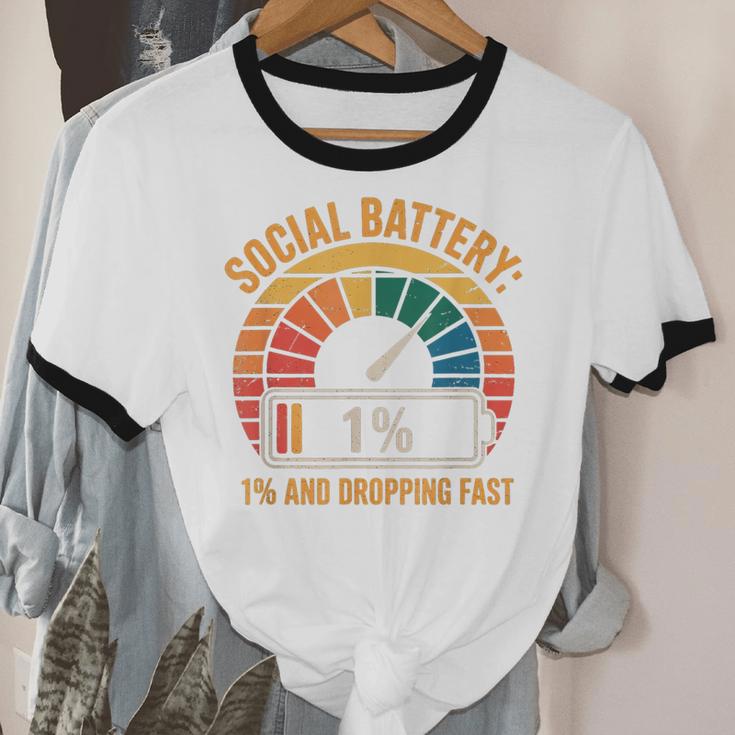 Low Social Battery Introvert Energy Unisex Cotton Ringer T-Shirt