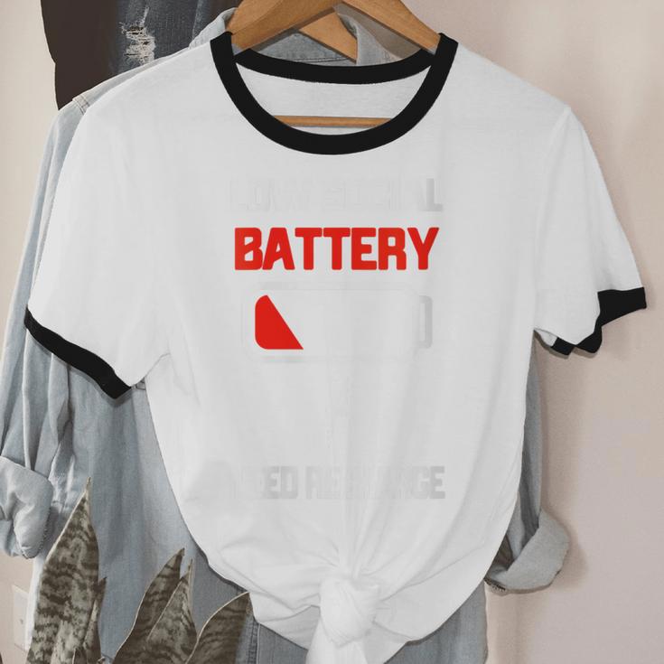 Low Social Battery Need Recharge Introvert Self-Care Unisex Cotton Ringer T-Shirt Low Social Battery Need Recharge Introvert Self-Care Unisex Cotton Ringer T-Shirt