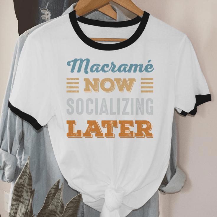 Macramé Now Minimal Socializing Introvert Vintage Unisex Cotton Ringer T-Shirt