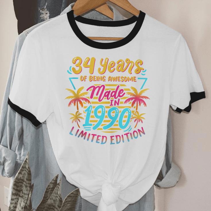Made In 1990 Limited Edition 90s Nostalgia 34th Birthday Unisex Cotton Ringer T-Shirt Made In 1990 Limited Edition 90s Nostalgia 34th Birthday Unisex Cotton Ringer T-Shirt