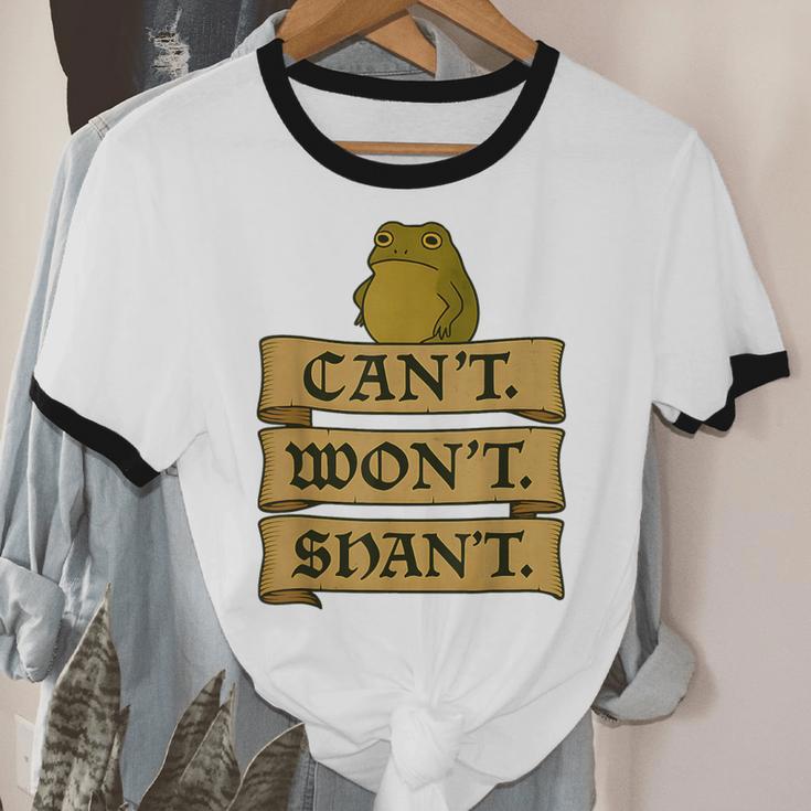Medieval Frog Meme Sarcastic Introvert Humor Fantasy Unisex Cotton Ringer T-Shirt