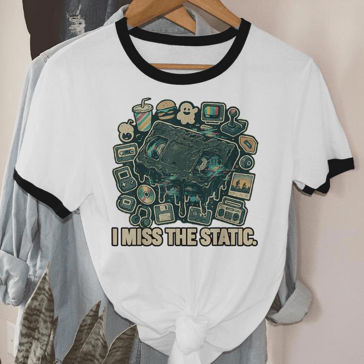 I Miss The Static Retro VHS Nostalgia Art Unisex Cotton Ringer T-Shirt