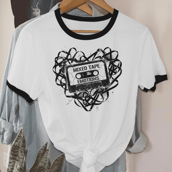 Mixed Tape Emotions Music Lover Nostalgia Quote Unisex Cotton Ringer T-Shirt