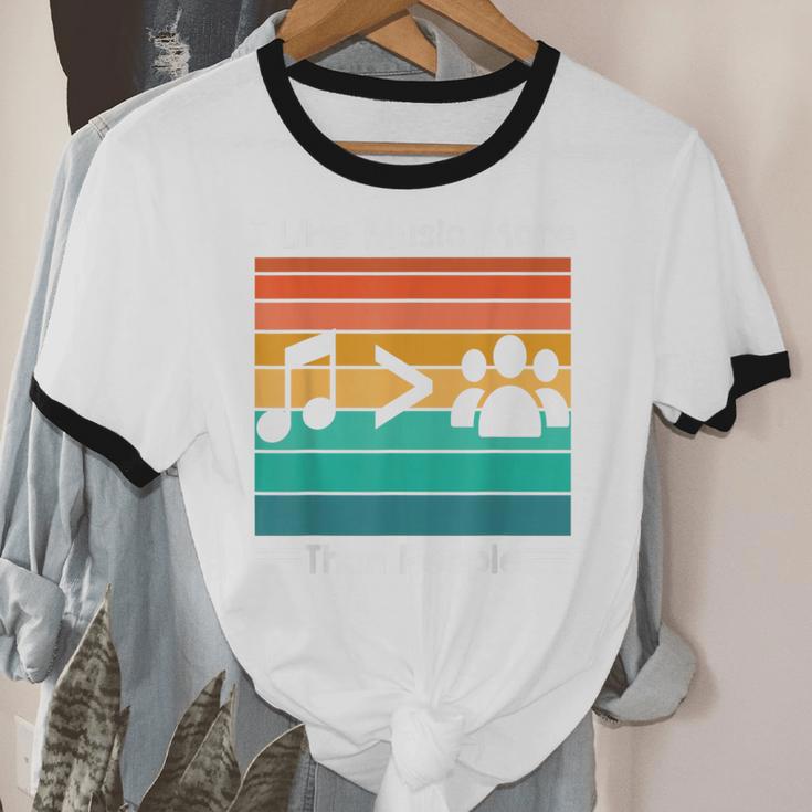 I Like Music More Than People Introvert Saying Quote Unisex Cotton Ringer T-Shirt I Like Music More Than People Introvert Saying Quote Unisex Cotton Ringer T-Shirt