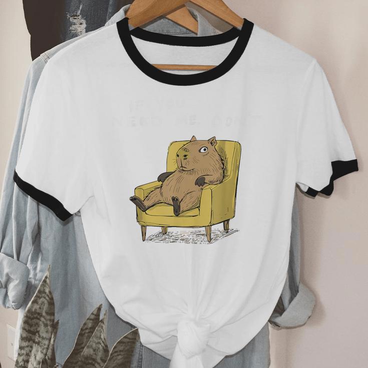 If You Need Me Don’t Introvert Capybara Sarcastic Unisex Cotton Ringer T-Shirt