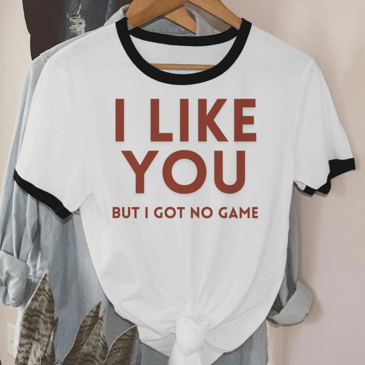 I Like You But Got No Game Introvert Minimalist Joke Unisex Cotton Ringer T-Shirt