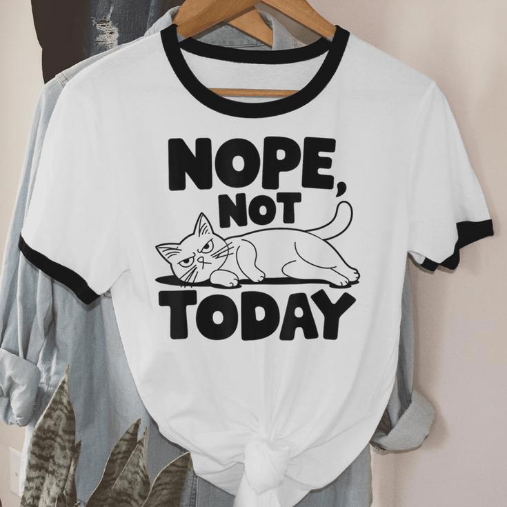 Nope Not Today Antisocial Introvert Cat Lover Men Women Kids Unisex Cotton Ringer T-Shirt