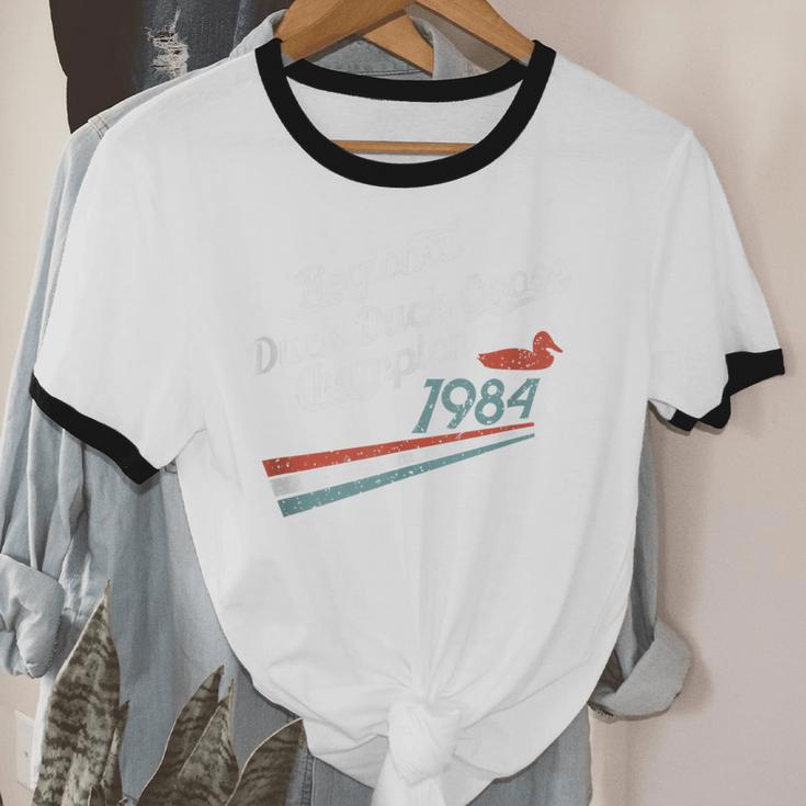Nostalgia 80s Duck Goose Distressed Unisex Cotton Ringer T-Shirt