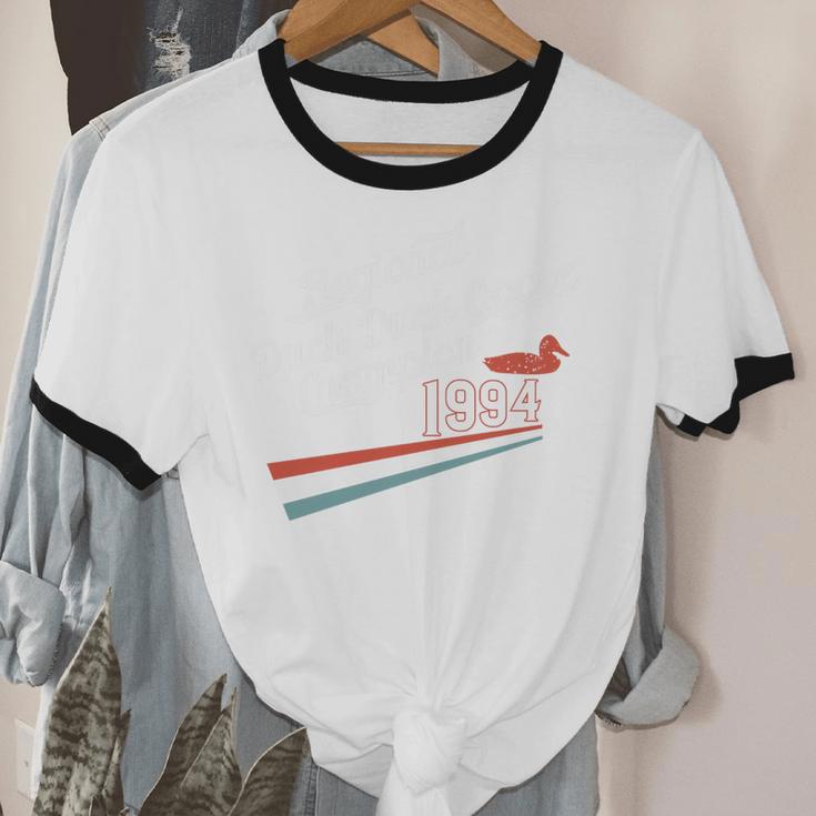 Nostalgia 90s Duck Goose Premium Tri-Blend Unisex Cotton Ringer T-Shirt