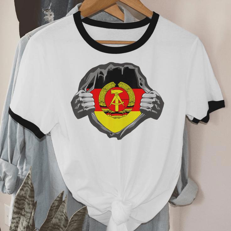 Nostalgia Chest Flag GDR Unisex Cotton Ringer T-Shirt