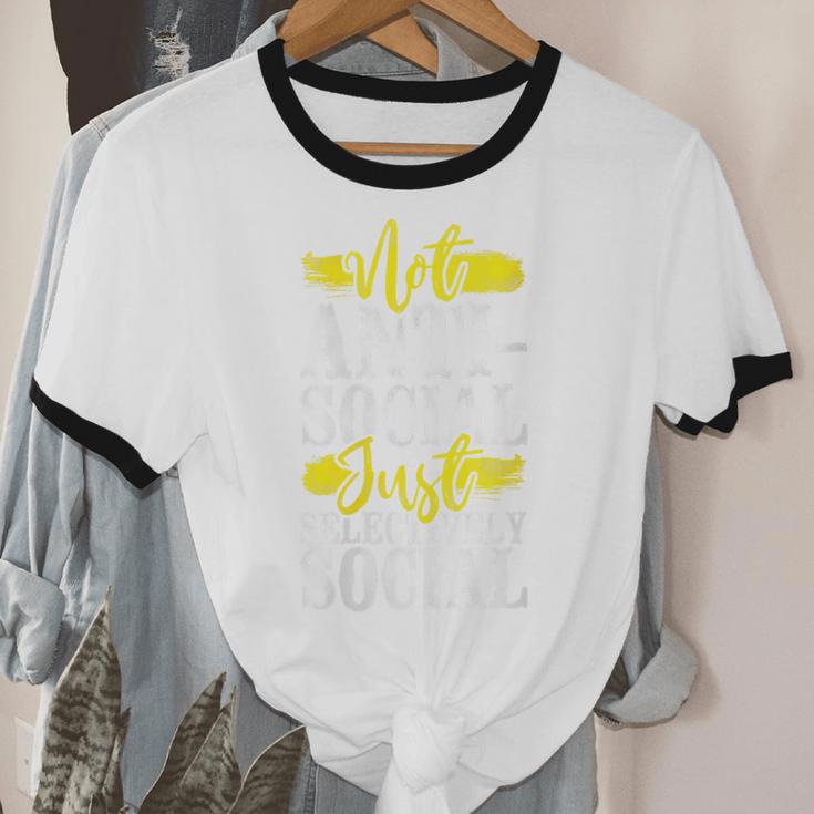 Not Anti Social Just Selectively Social Introvert Unisex Cotton Ringer T-Shirt Not Anti Social Just Selectively Social Introvert Unisex Cotton Ringer T-Shirt