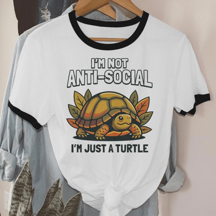 Not Anti Social Im Just A Turtle Sarcastic Introvert Humor Premium Tri-Blend Unisex Cotton Ringer T-Shirt Not Anti Social Im Just A Turtle Sarcastic Introvert Humor Premium Tri-Blend Unisex Cotton Ringer T-Shirt