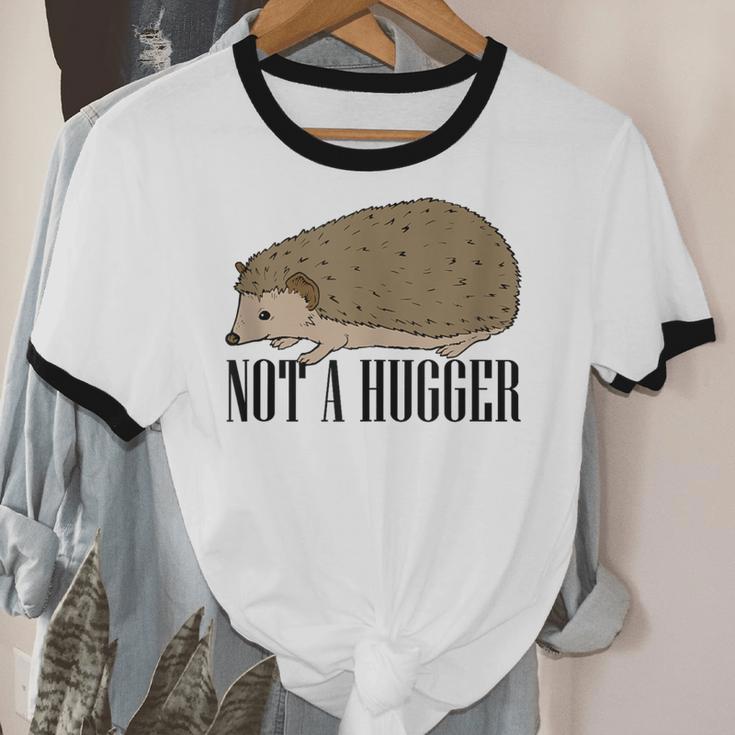 Not A Hugger Hedgehog Introvert Sarcasm Antisocial Unisex Cotton Ringer T-Shirt Not A Hugger Hedgehog Introvert Sarcasm Antisocial Unisex Cotton Ringer T-Shirt