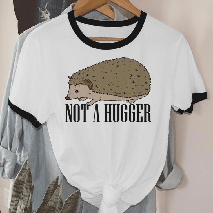 Not A Hugger Hedgehog Introvert Sarcasm Antisocial Unisex Cotton Ringer T-Shirt Not A Hugger Hedgehog Introvert Sarcasm Antisocial Unisex Cotton Ringer T-Shirt