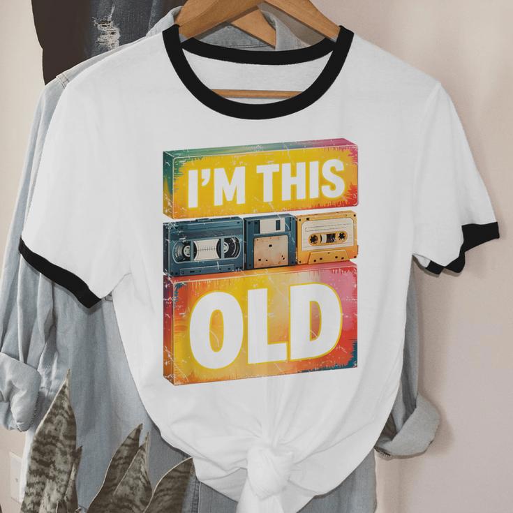 Im This Old Retro 80s 90s VHS Cassette Floppy Disk Nostalgia Unisex Cotton Ringer T-Shirt Im This Old Retro 80s 90s VHS Cassette Floppy Disk Nostalgia Unisex Cotton Ringer T-Shirt